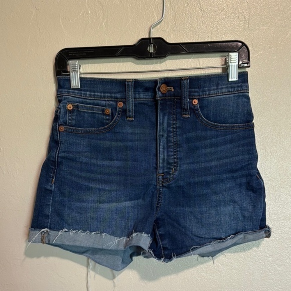 Madewell Blue Jean Shorts Distressed Frayed Hem